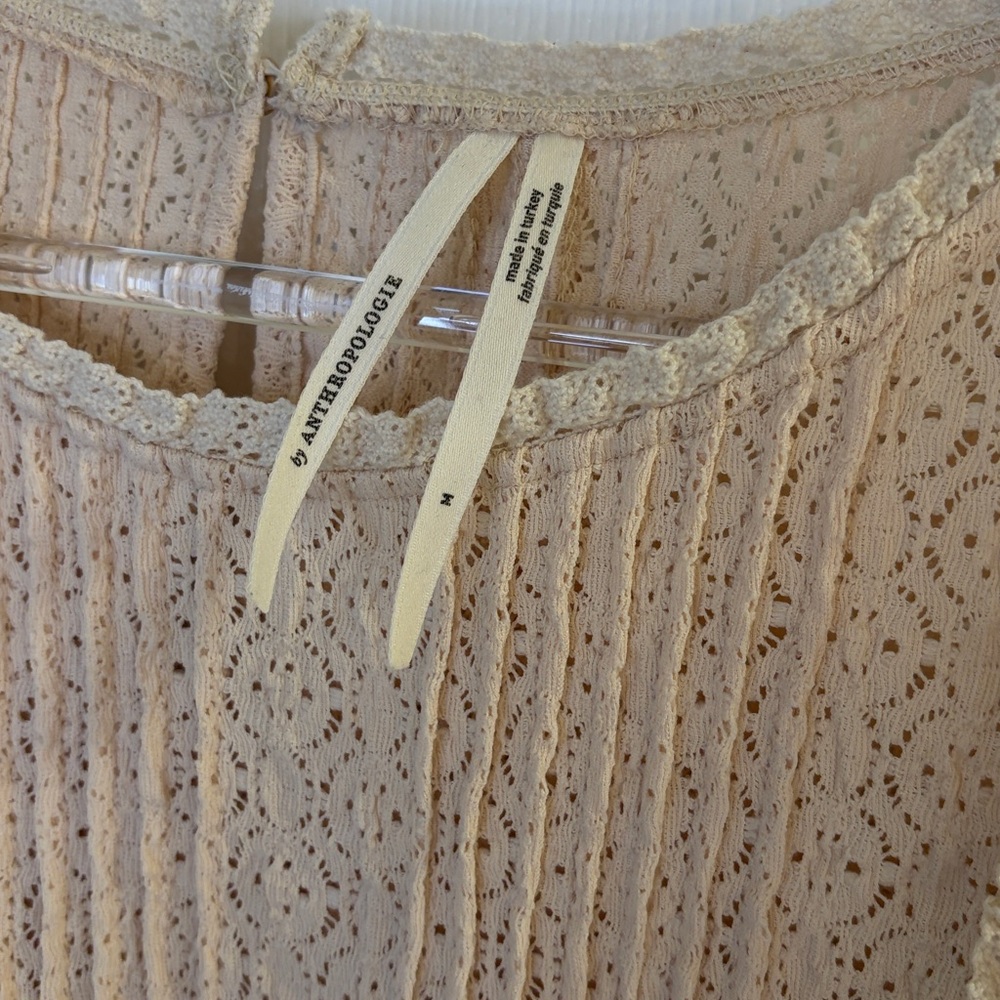 By Anthropologie Pintuck Lace Blouse Size M - Picture 11 of 11